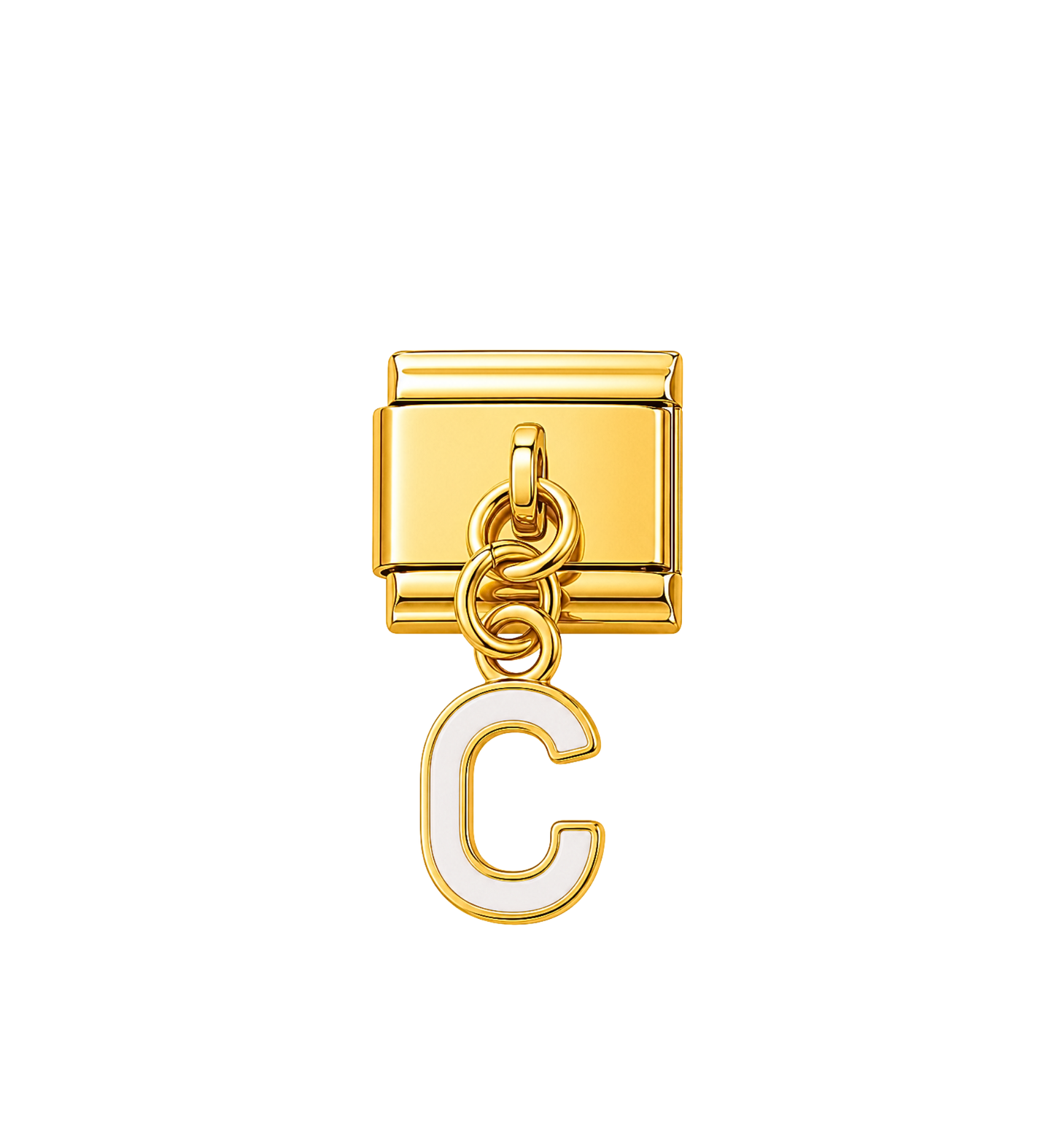 Charm dorado colgante letra C blanco acero inoxidable 304