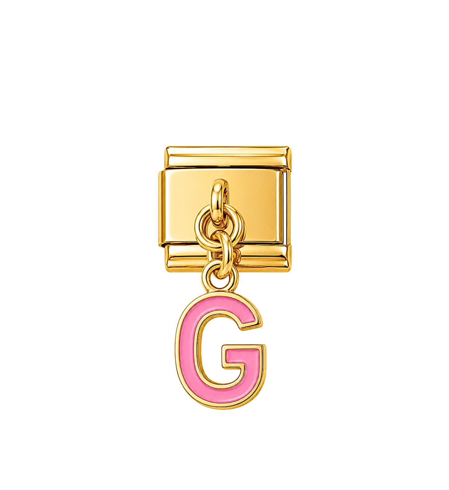 Charm dorado colgante letra G rosa acero inoxidable 304