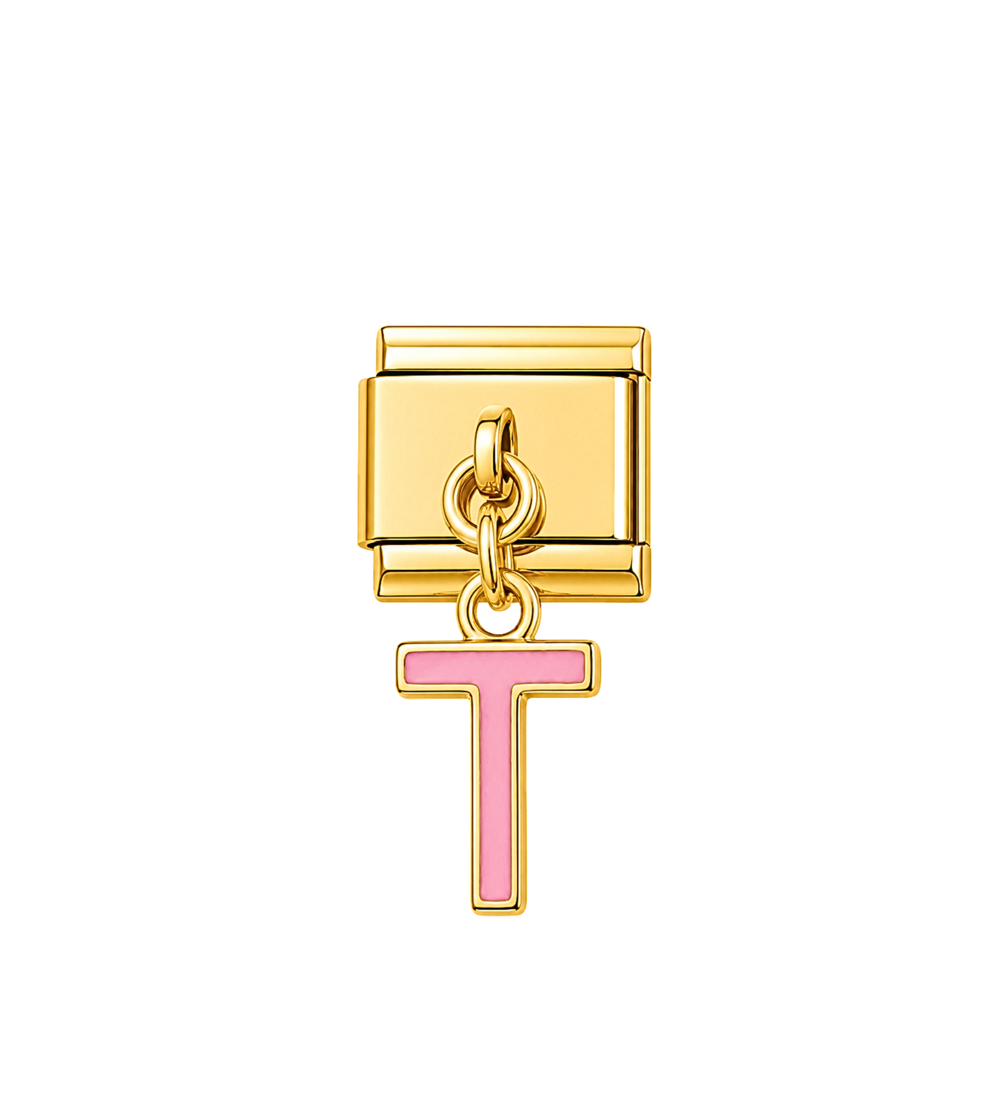 Charm dorado colgante letra T rosa acero inoxidable 304