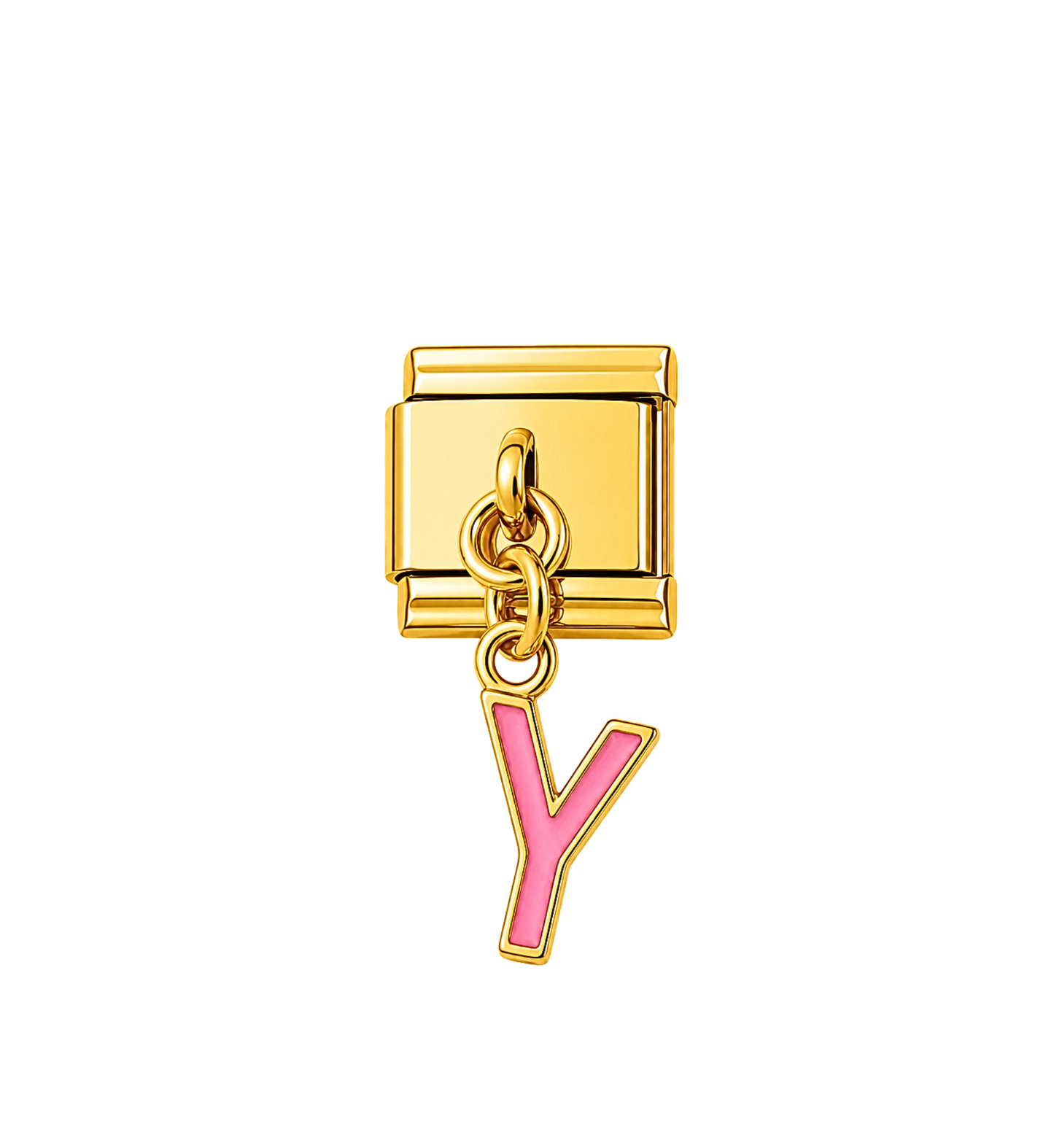 Charm dorado colgante letra Y rosa acero inoxidable 304