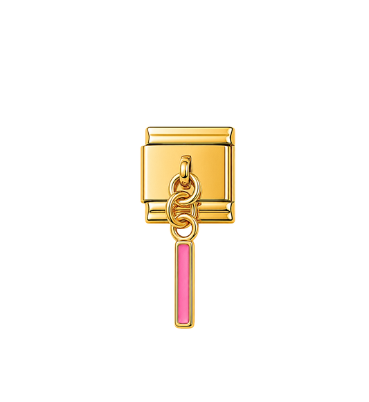Charm dorado colgante letra I rosa acero inoxidable 304