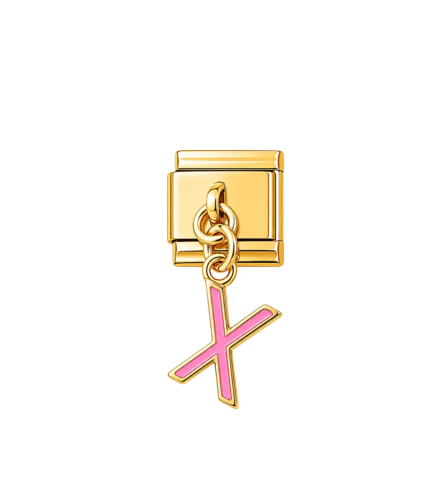 Charm dorado colgante letra X rosa acero inoxidable 304