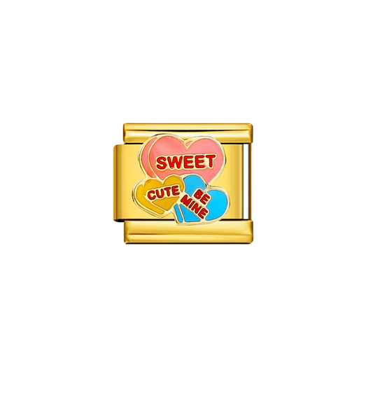 Charm dorado corazones sweet acero inoxidable 304