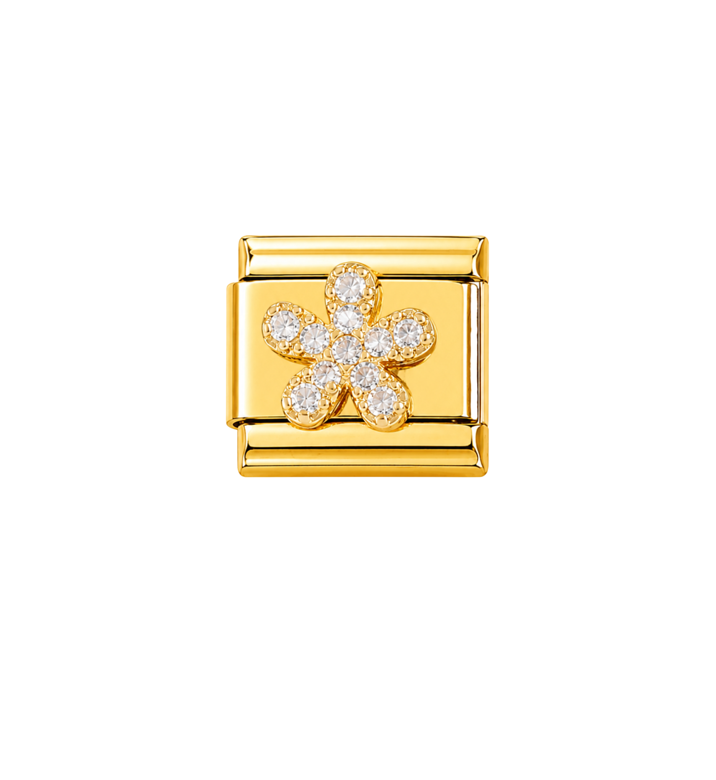 Charm dorado flor con circón