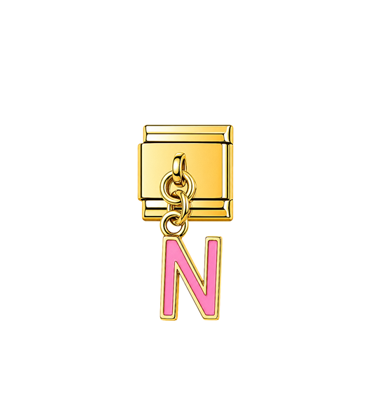 Charm dorado colgante letra N acero inoxidable 304