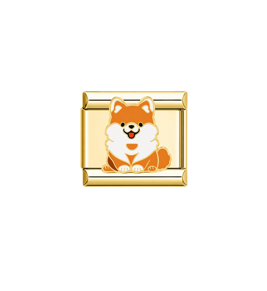 Charm dorado perrito esponjoso acero inoxidable 201