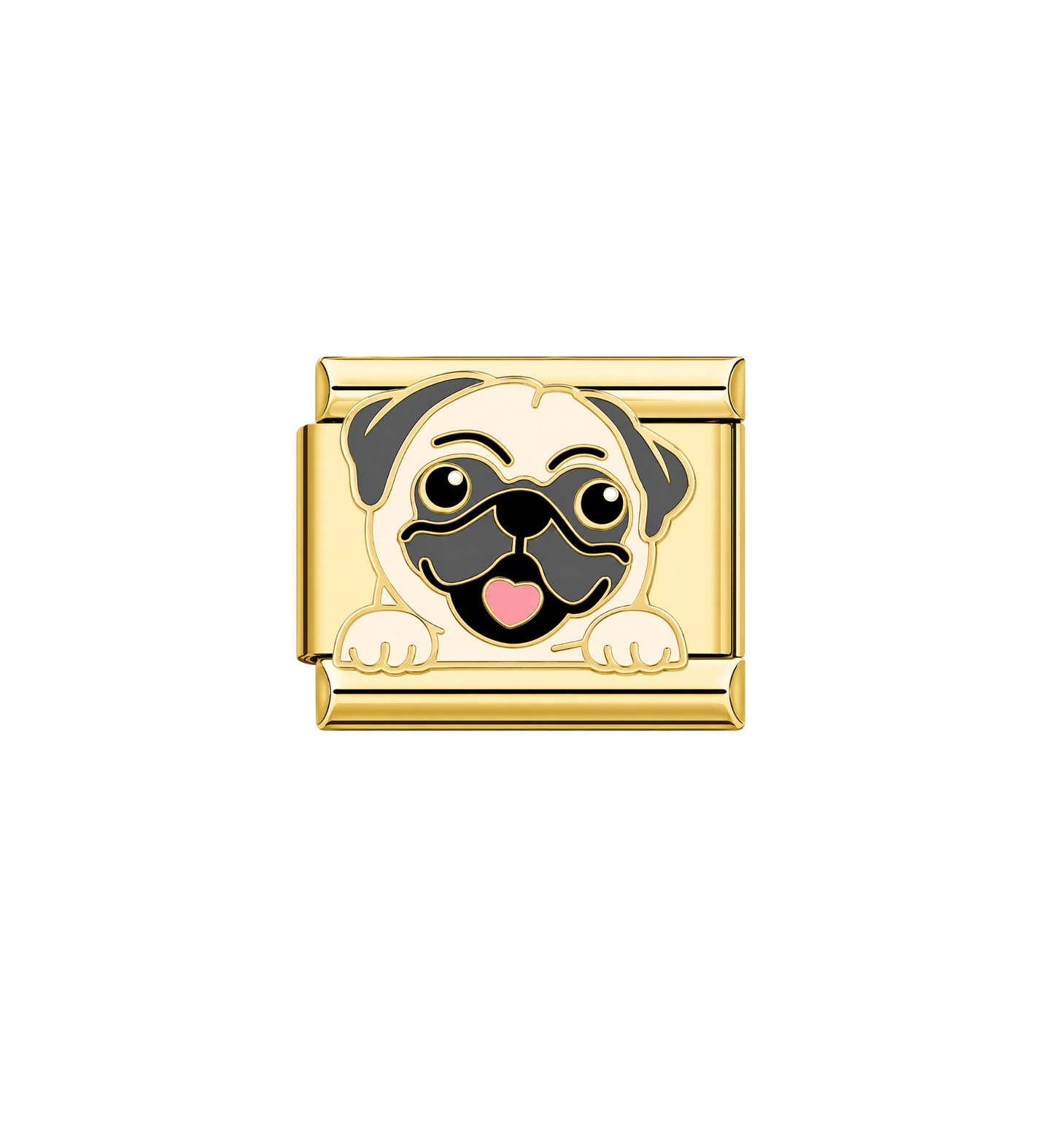 Charm dorado pug acero inoxidable 201