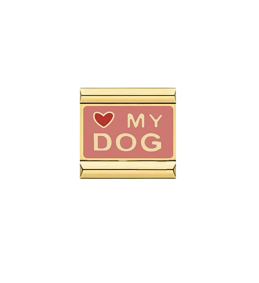 Charm dorado ilove my dog acero inoxidable 201