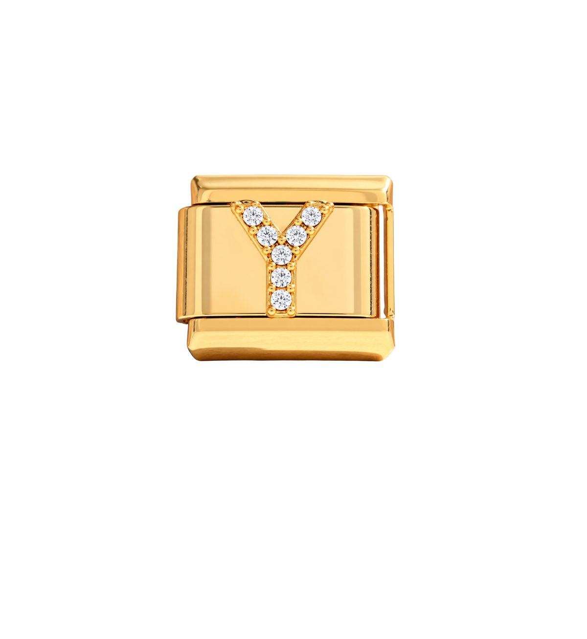 Charm dorados letras con zirconias acero inoxidable