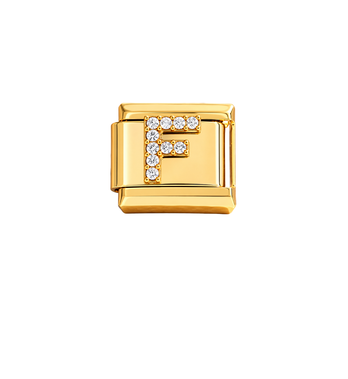 Charm dorados letras con zirconias acero inoxidable