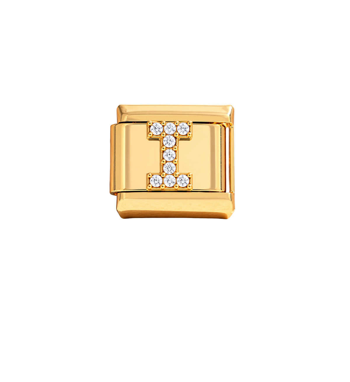 Charm dorados letras con zirconias acero inoxidable