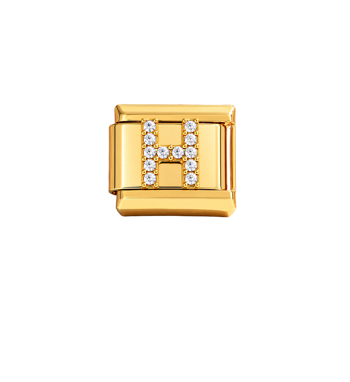 Charm dorados letras con zirconias acero inoxidable