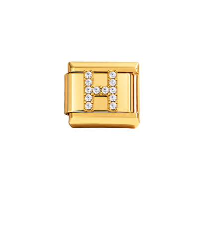 Charm dorados letras con zirconias acero inoxidable