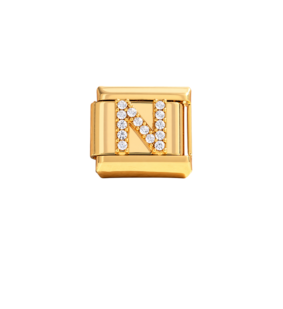 Charm dorados letras con zirconias acero inoxidable