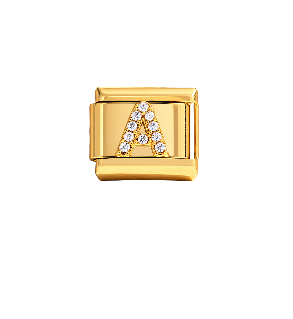 Charm dorados letras con zirconias acero inoxidable