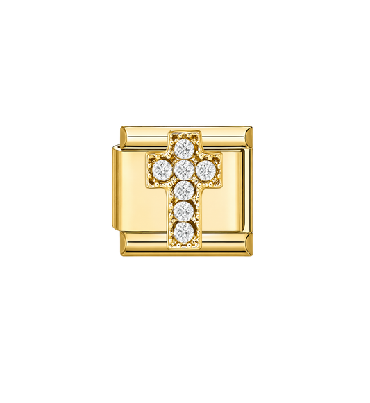 Charm cruz con cristales acero inoxidable 304