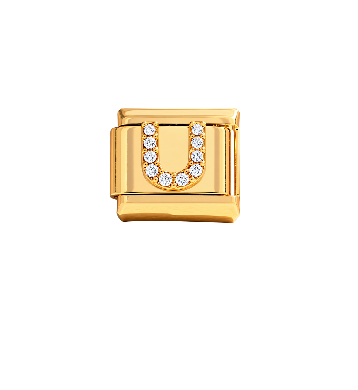 Charm dorados letras con zirconias acero inoxidable