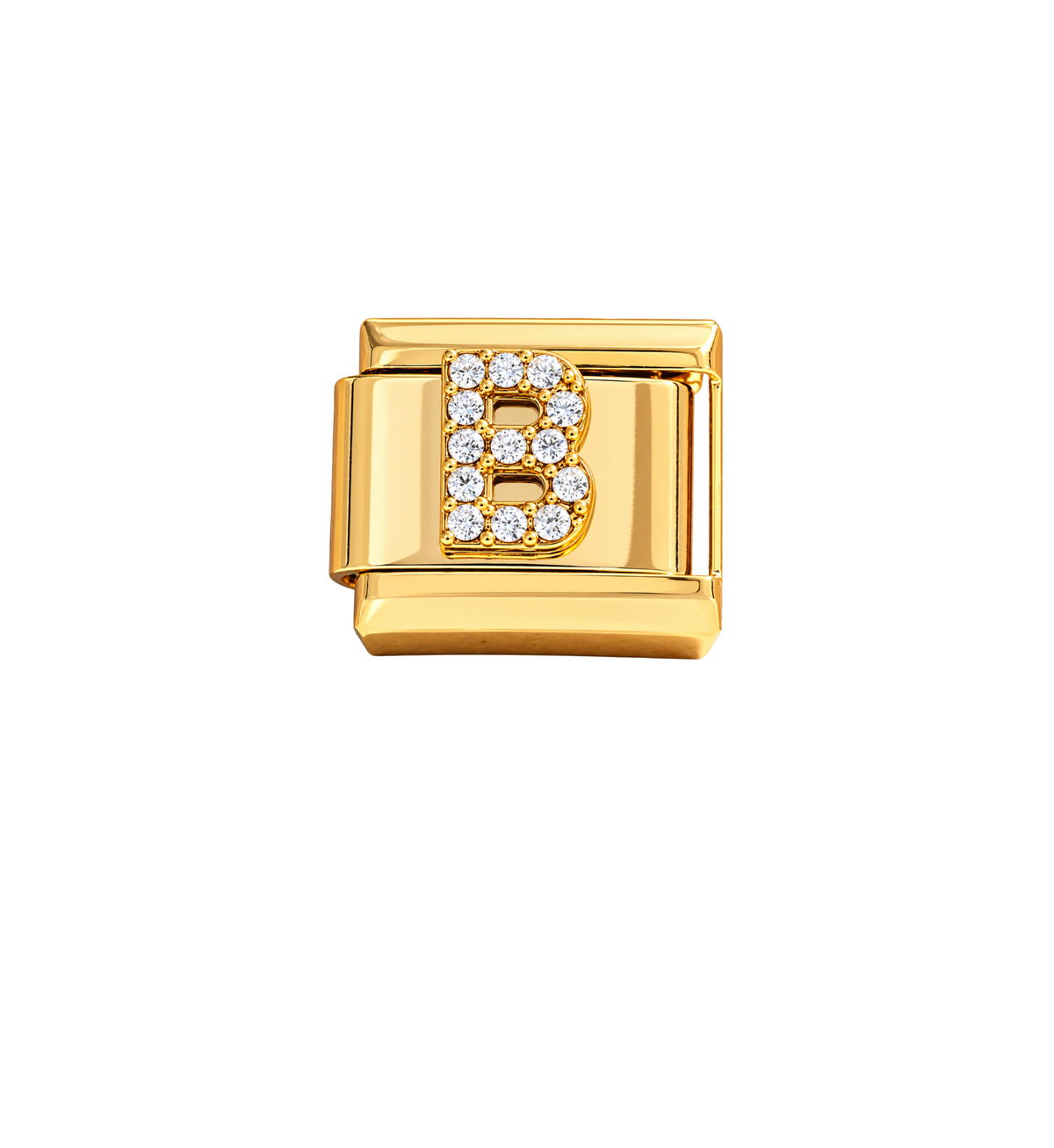 Charm dorados letras con zirconias acero inoxidable