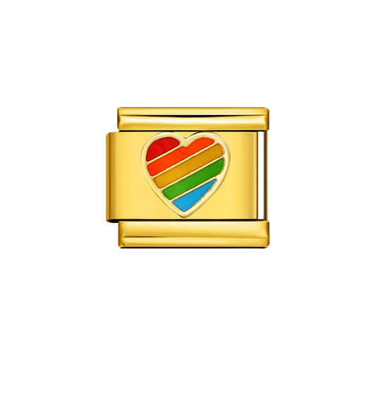 Charm dorado corazón colorido