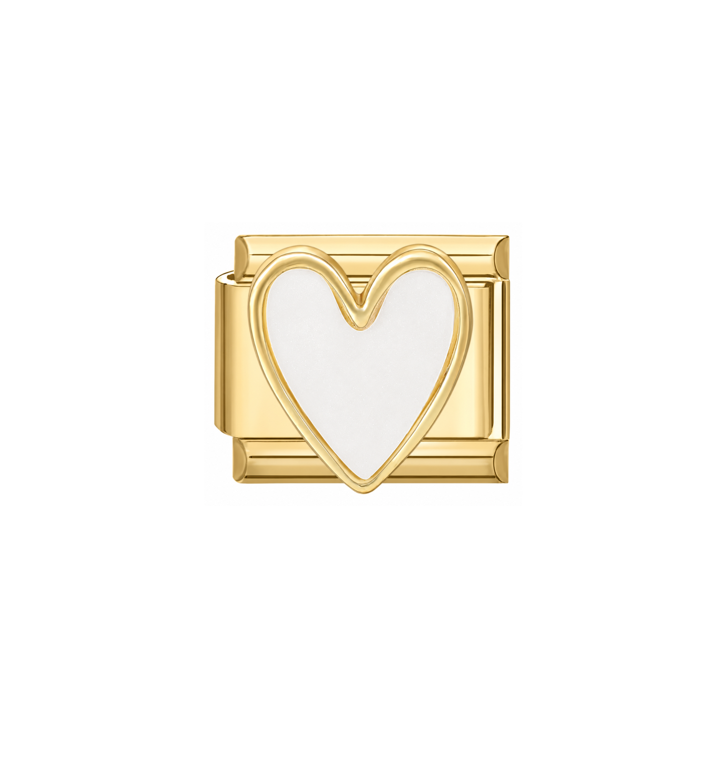 Charm dorado corazón nacarado acero inoxidable 304