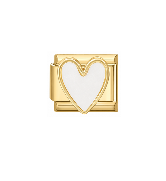 Charm dorado corazón nacarado acero inoxidable 304