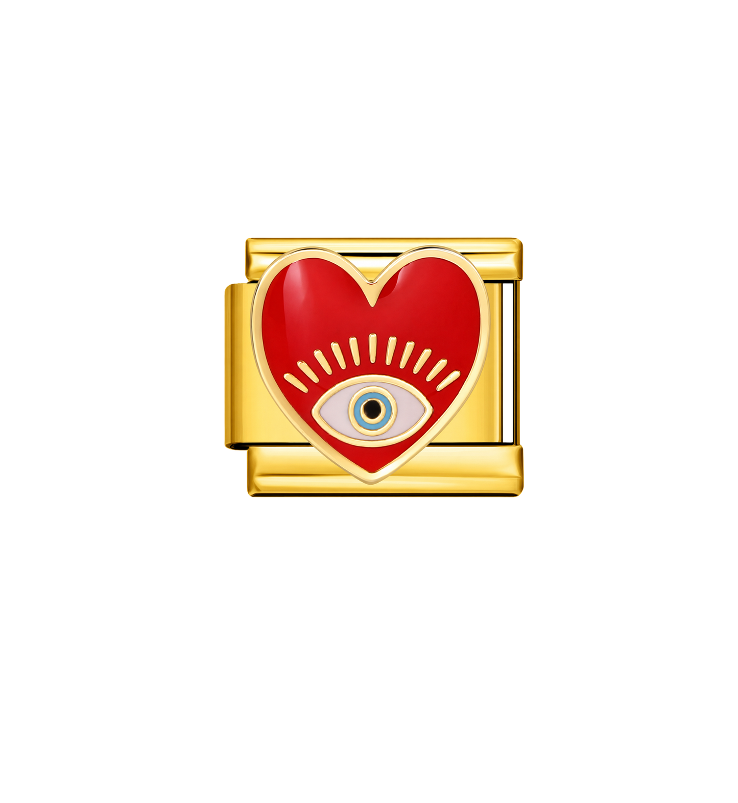 Charm dorado corazón ojo turco rojo acero inoxidable 304