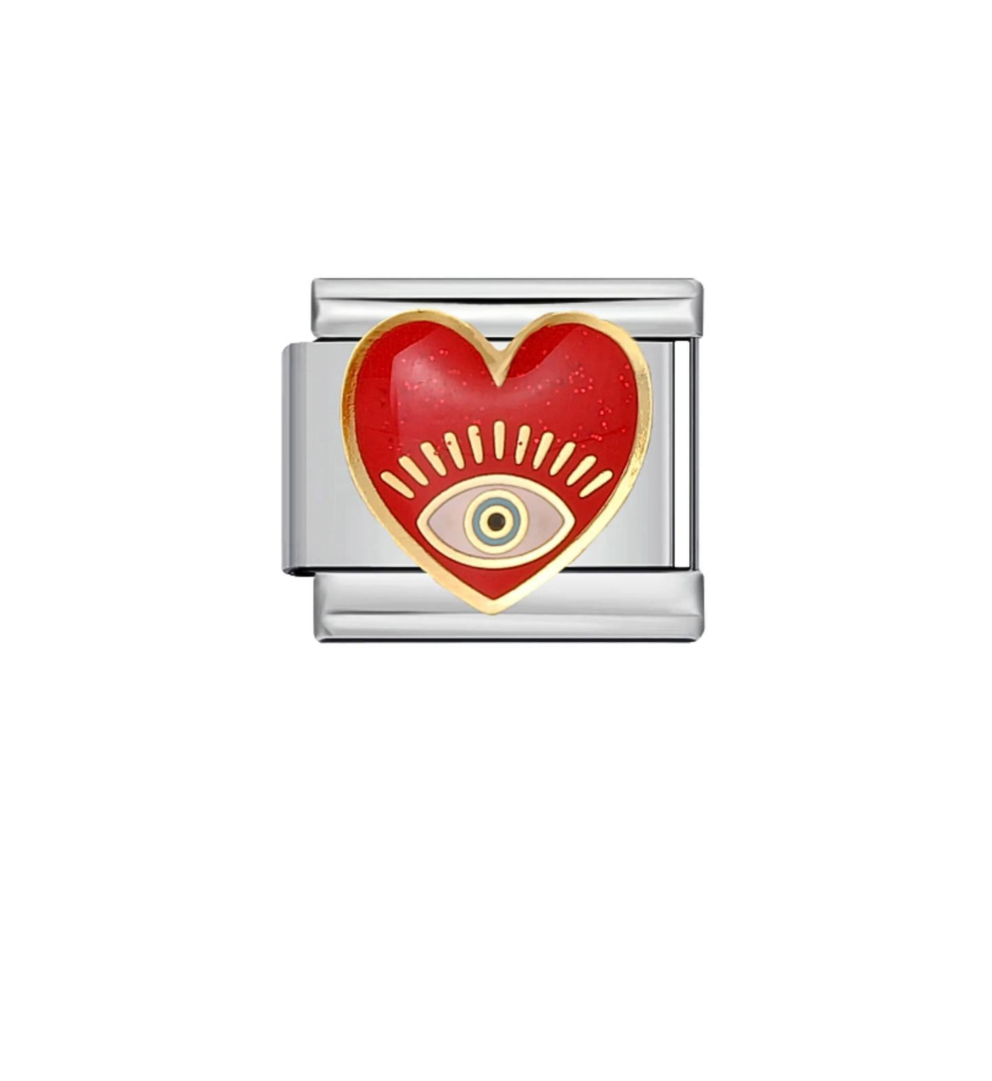 Charm plateado corazón rojo con ojito