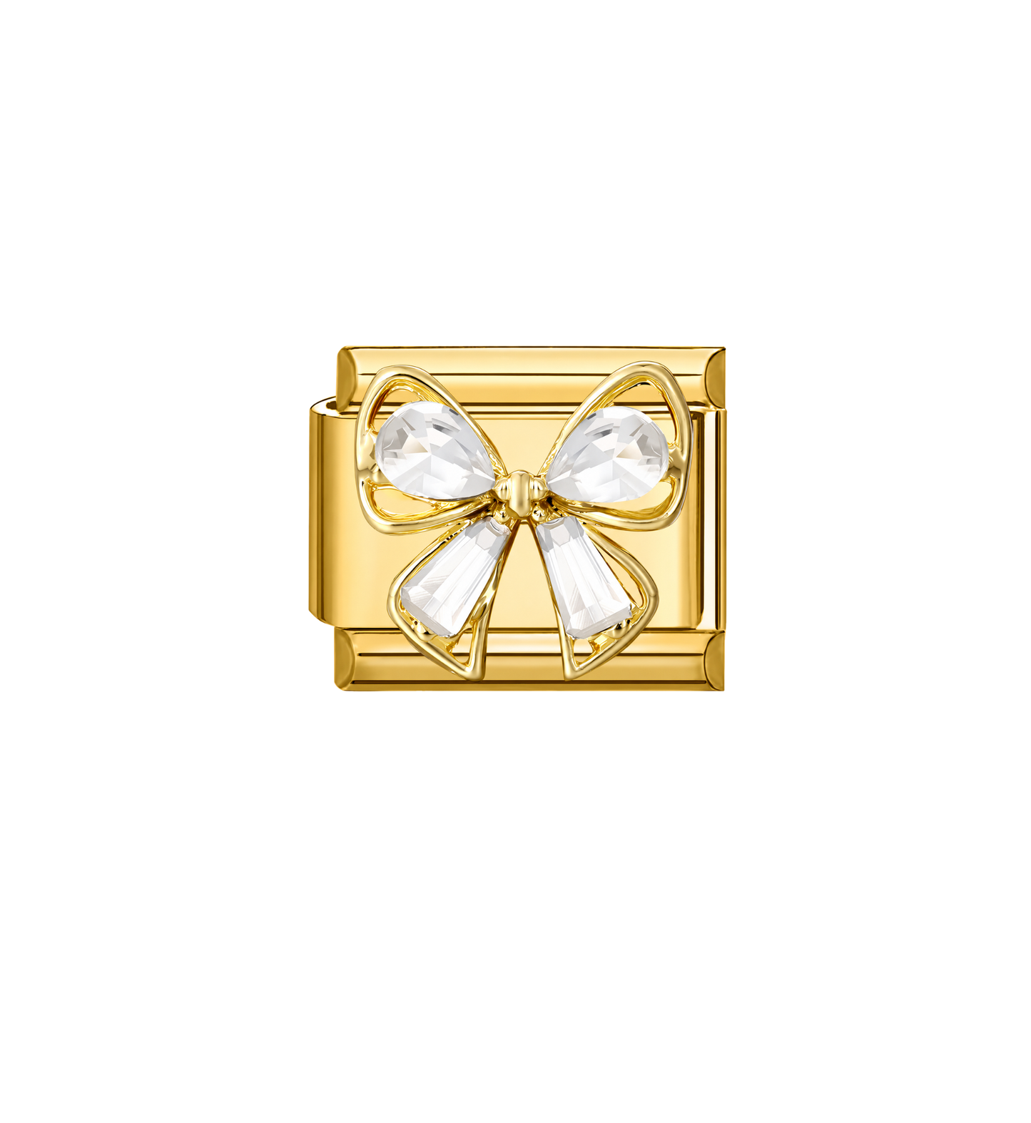 Charm dorado lazo cristales acero inoxidable