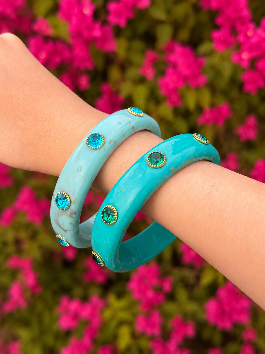 Pulsera retro con Diamantes y resina colorida