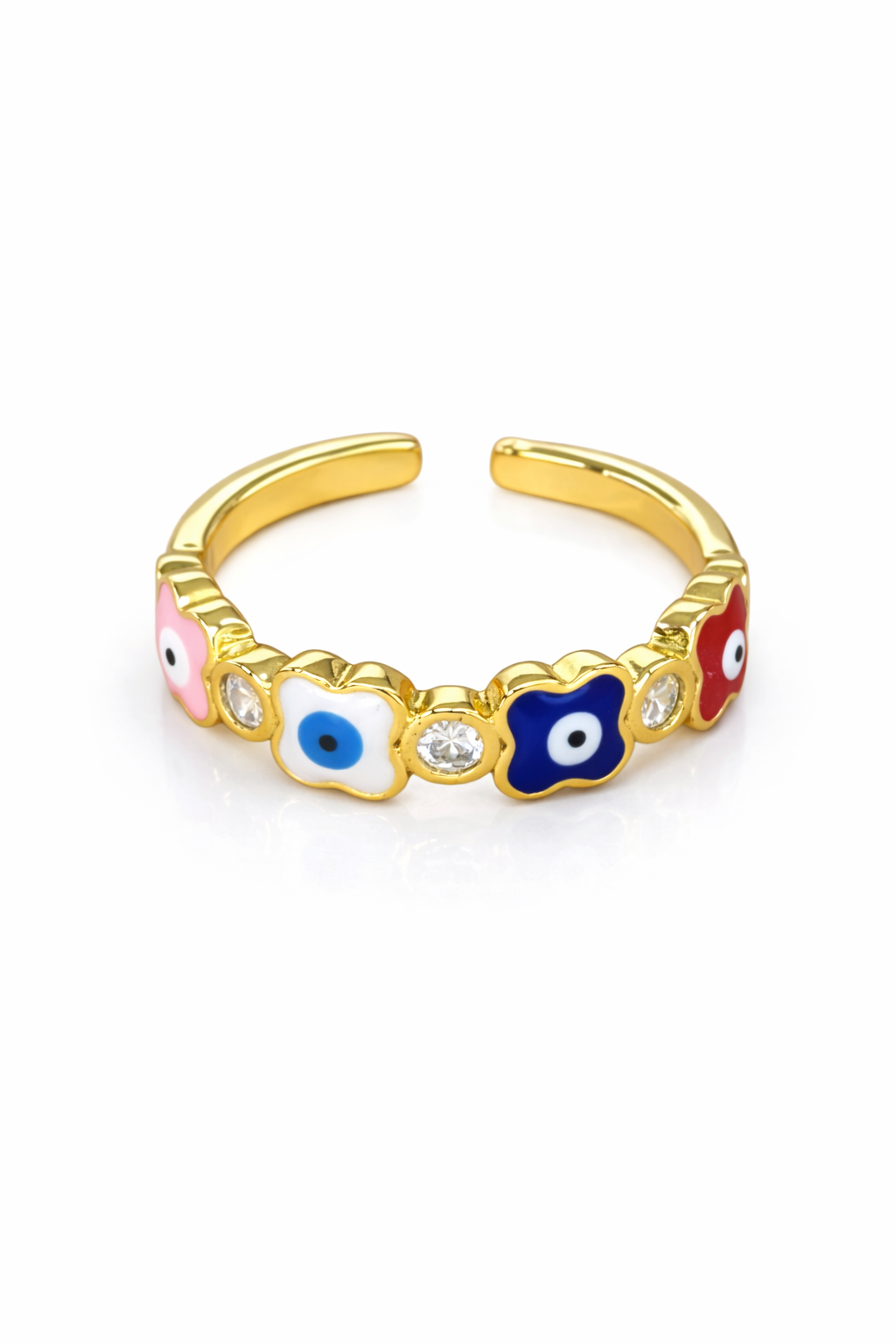 Anillo ojos turcos colores chapa de oro