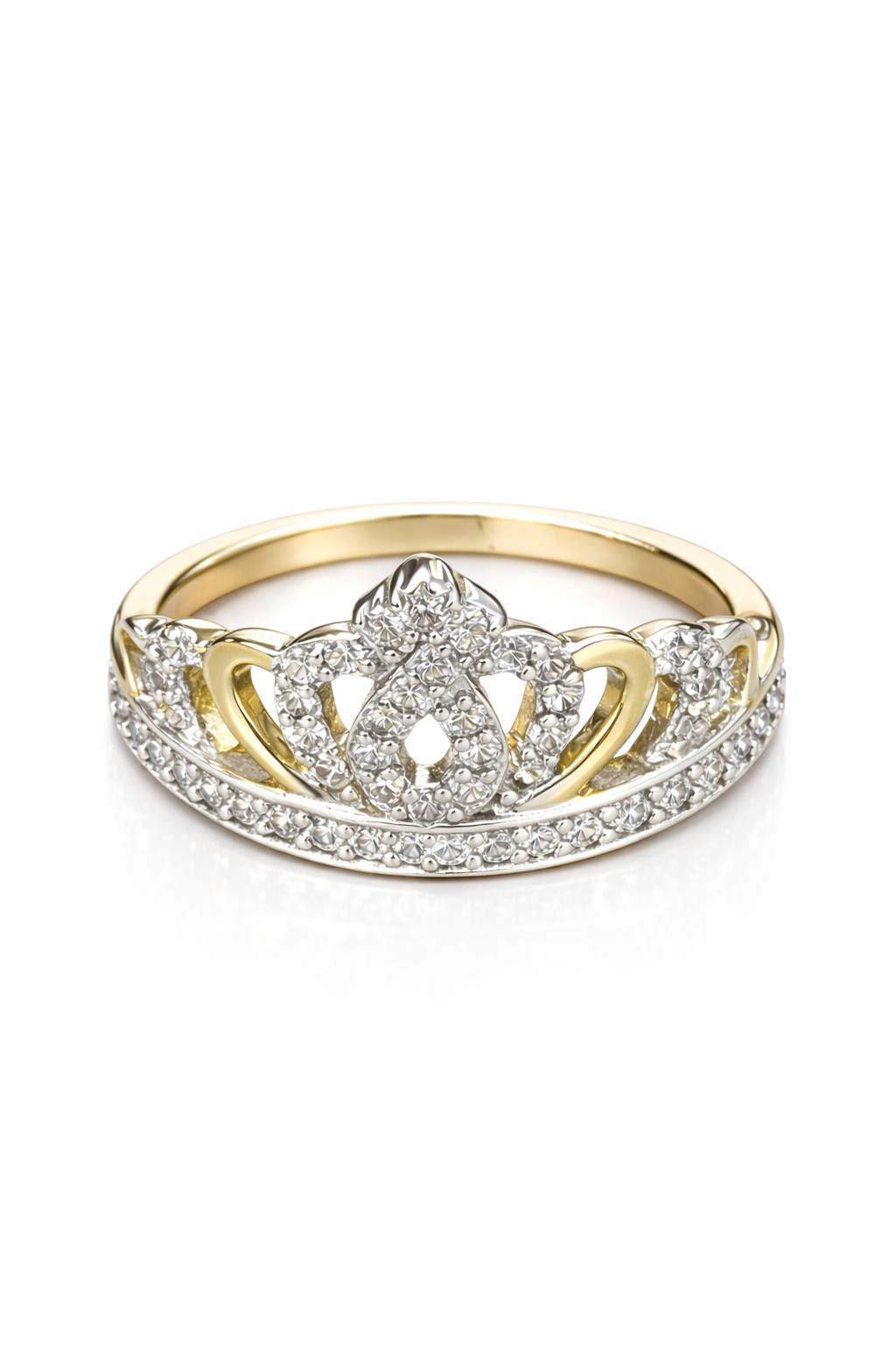 Anillo corona con circón chapa de oro