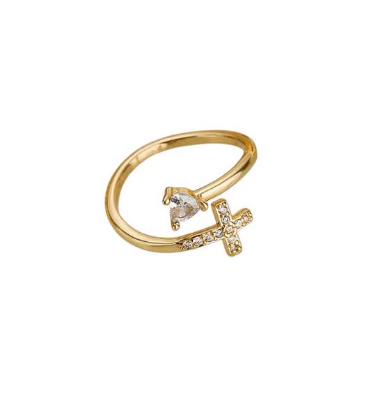 Anillo Cruz con Corazón
