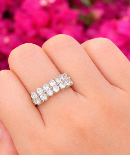 Anillo plata tipo corona con zirconias