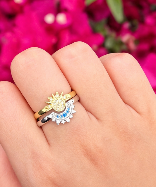 Anillos sol&luna par chapa de oro