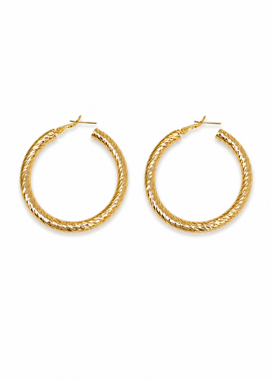 Aretes arracadas gruesas diamantadas baño de oro