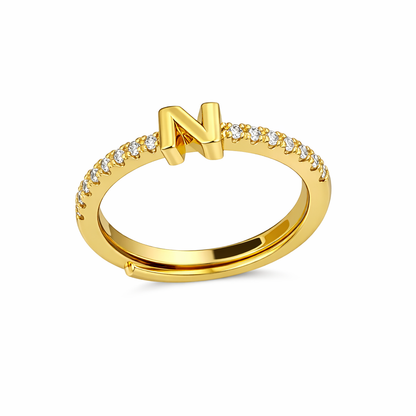 Anillos letras con zirconias chapa de oro