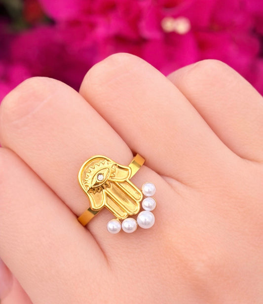 Anillo Mano de Fatima Acero inoxidable