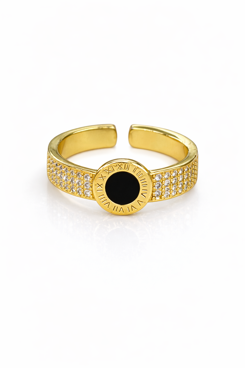 Anillo romano circular ajustable chapa de oro