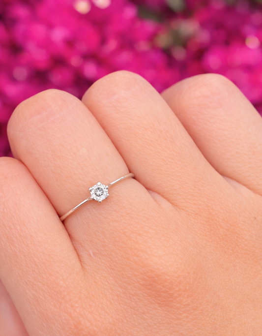 Anillo plata diamante de promesa