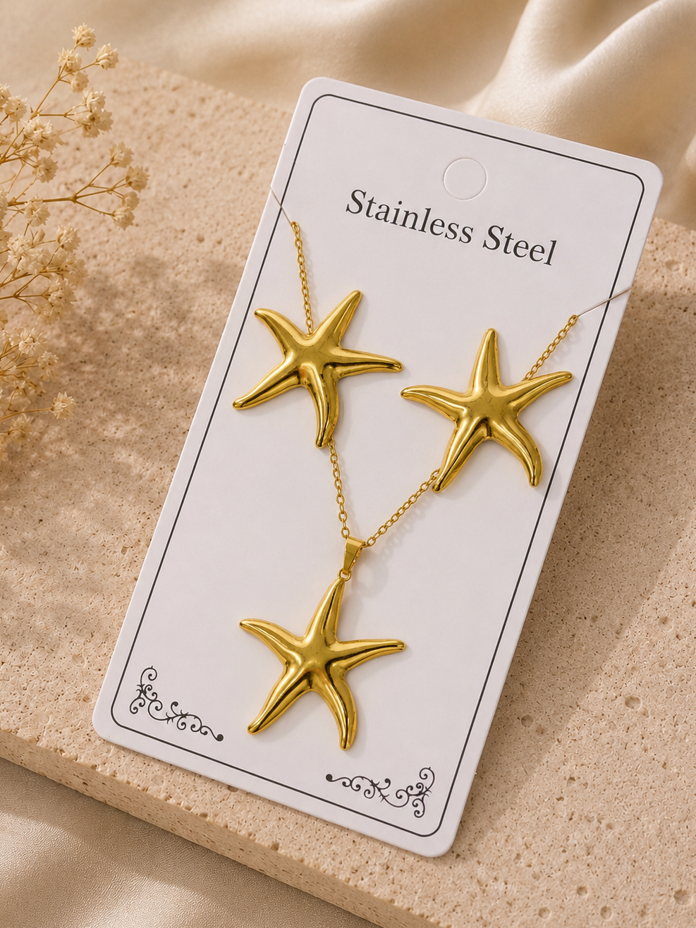 Conjunto de estrella lisa acero inoxidable