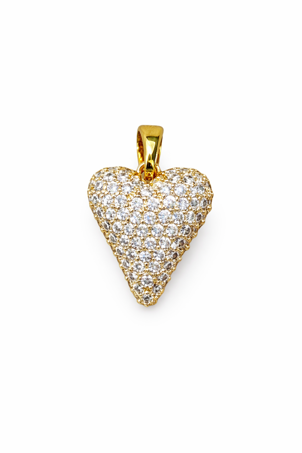 Dije corazón zirconias blancas acero inoxidable