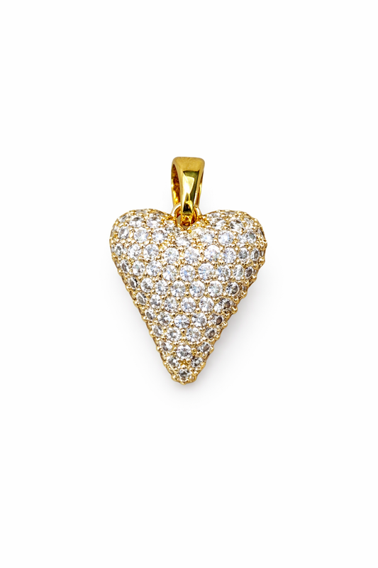 Dije corazón zirconias blancas acero inoxidable