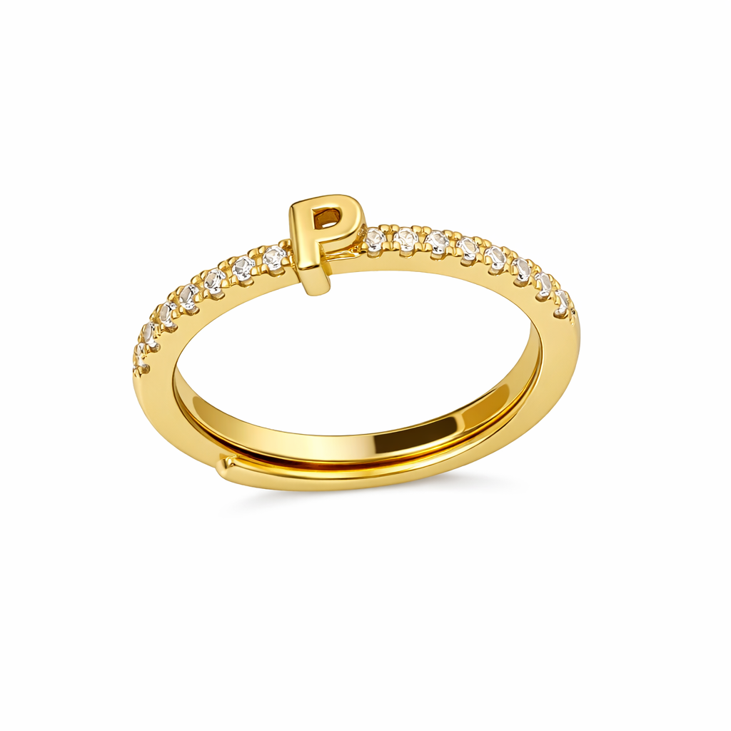 Anillos letras con zirconias chapa de oro