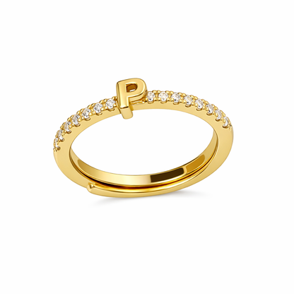 Anillos letras con zirconias chapa de oro