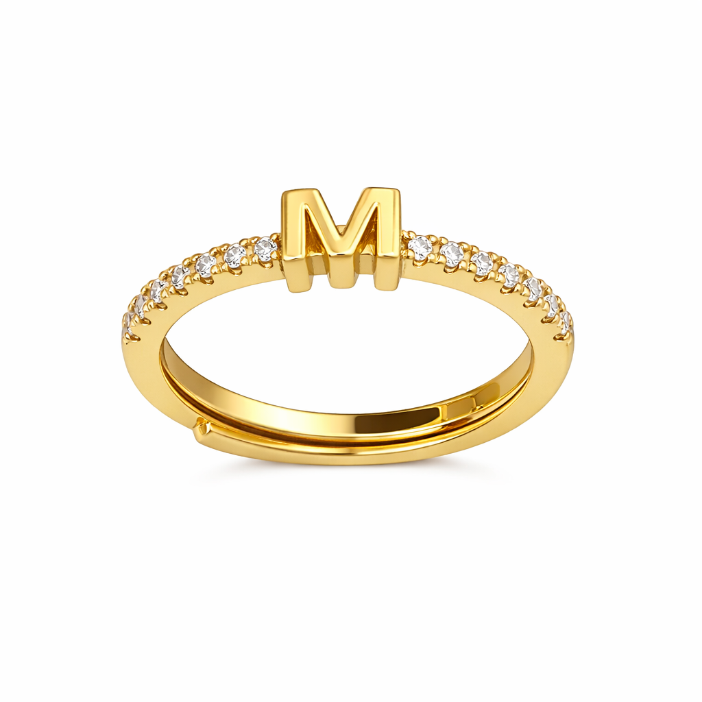 Anillos letras con zirconias chapa de oro