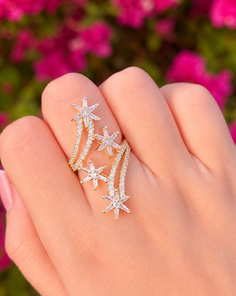 Anillo lluvia de estrellas chapa de oro