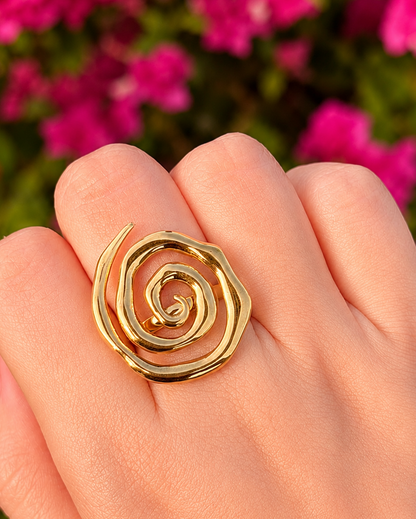 Anillo espiral dorado acero inoxidable