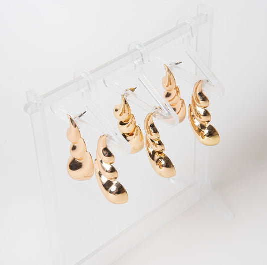 Aretes 3 gotas acero