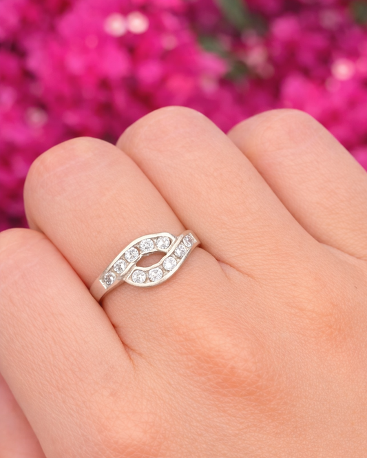 Anillo plata doble banda entrelazada