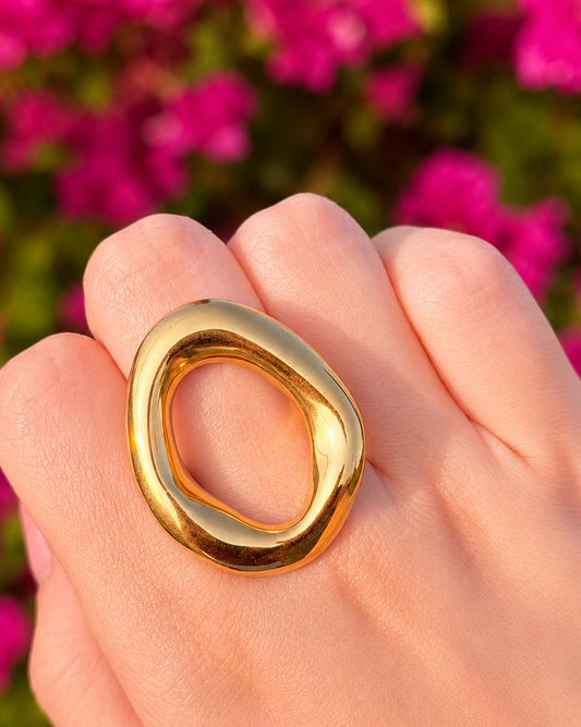 Anillo Chunky ovalado grande acero inoxidable